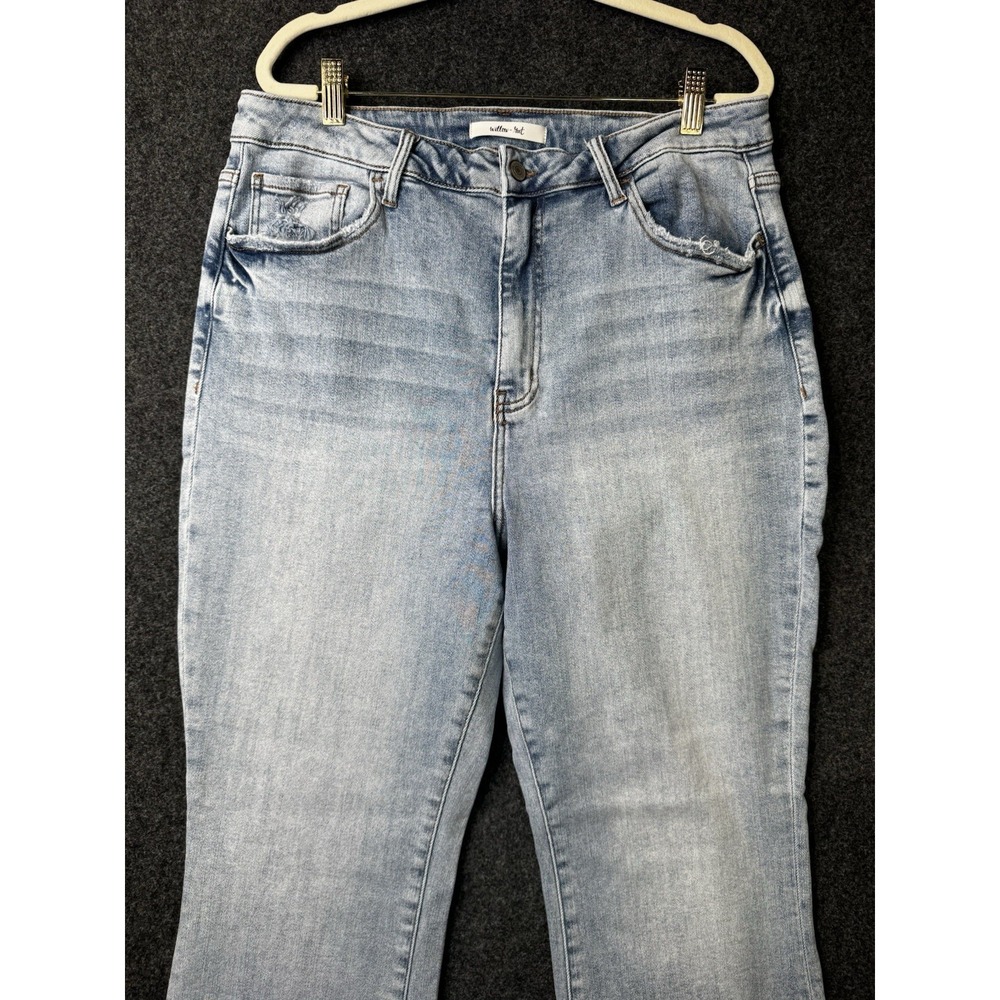 Willow + Root Cropped Flare Jeans Womens 34 Light Wash Raw Hem Stretch Denim